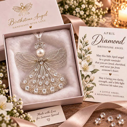 ⏳⏳⏳ Last Day 50% OFF – 👼Handmade Birthstone Angel Wire Ornament |12 Meaningful Birthstone Colors with Keepsake Card ✨