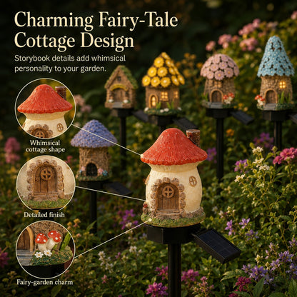 🍄🍄Solar Fairy-Tale Mushroom Cottage Garden Light