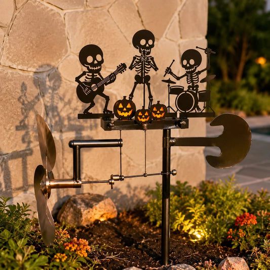 🔥🔥HOT SALE 49% OFF💀🎃Halloween Skeleton Metal Drummer Kinetic Wind Spinner
