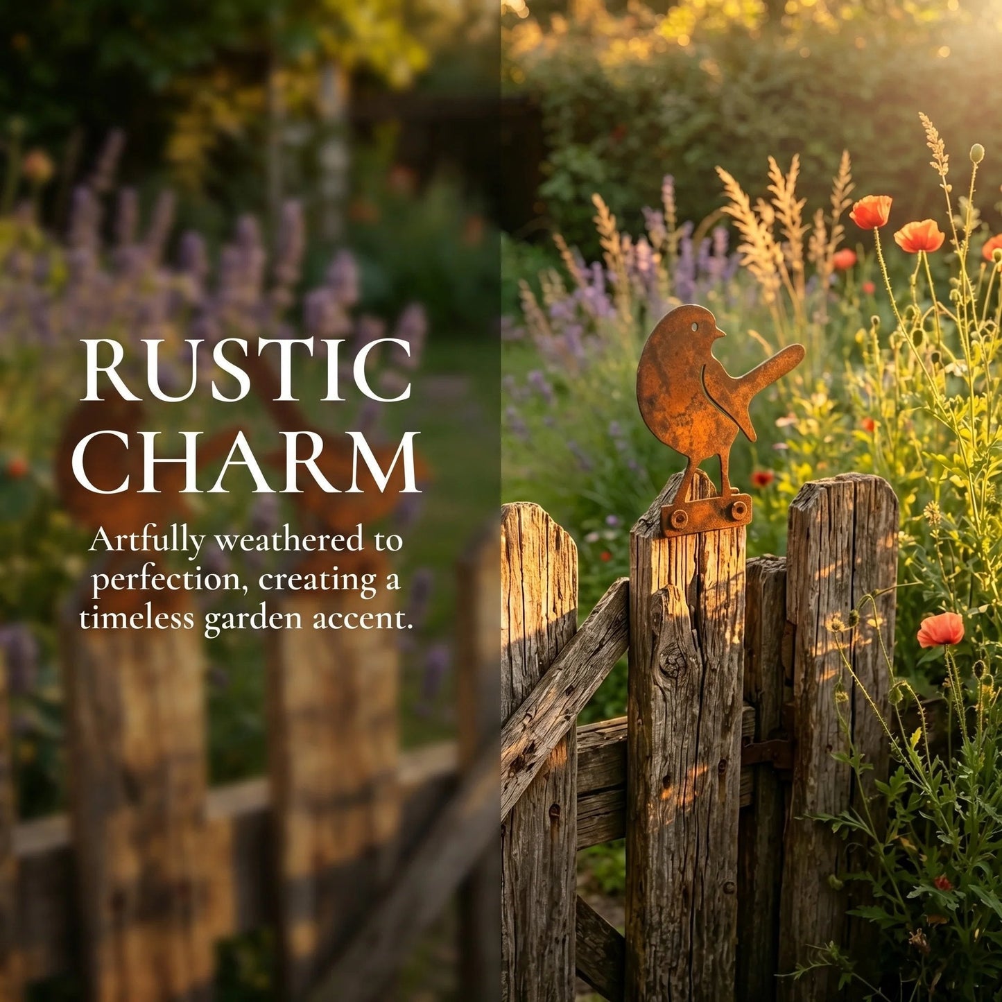 🐦🐦5-Piece Lifelike Rusty Metal Bird Silhouettes Garden Art