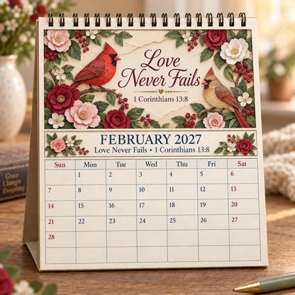 ✝️✝️ 3D Christian Calendar 2027 | 12 Scripture Designs with Nature Scenes, Birds & Flowers for Faith-Filled Homes & Meaningful Gifts 🎁