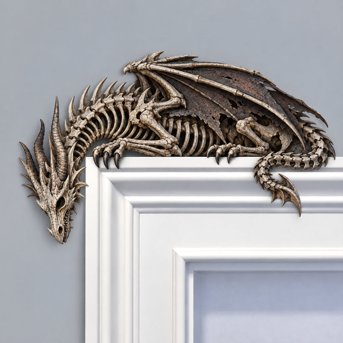 ⏳ ⏳Last Day 50% OFF – 🐉🔥 Sleeping Dragon Door Topper | Medieval Fantasy Dragon Guardian Wall Décor for Doorway, Gaming Room & Gothic Home 🏰✨