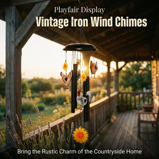 🌻🌻Vintage Metal Chicken Wind Chime with Sunflower🐔