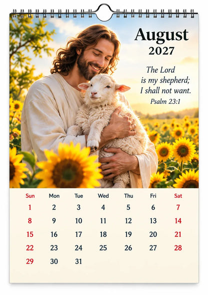 ✝️✝️ 2027 Seasons of Faith Wall Calendar | 12 Months of Christian-Inspired Artwork, Peaceful Countryside Scenes & Shepherd Imagery for Home, Prayer Spaces & Meaningful Gifts 🌿