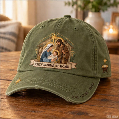 ✝️ Holy Family Faith Begins At Home Baseball Cap