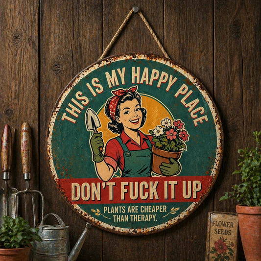 🌿"This Is My Happy Place" Garden Metal Sign