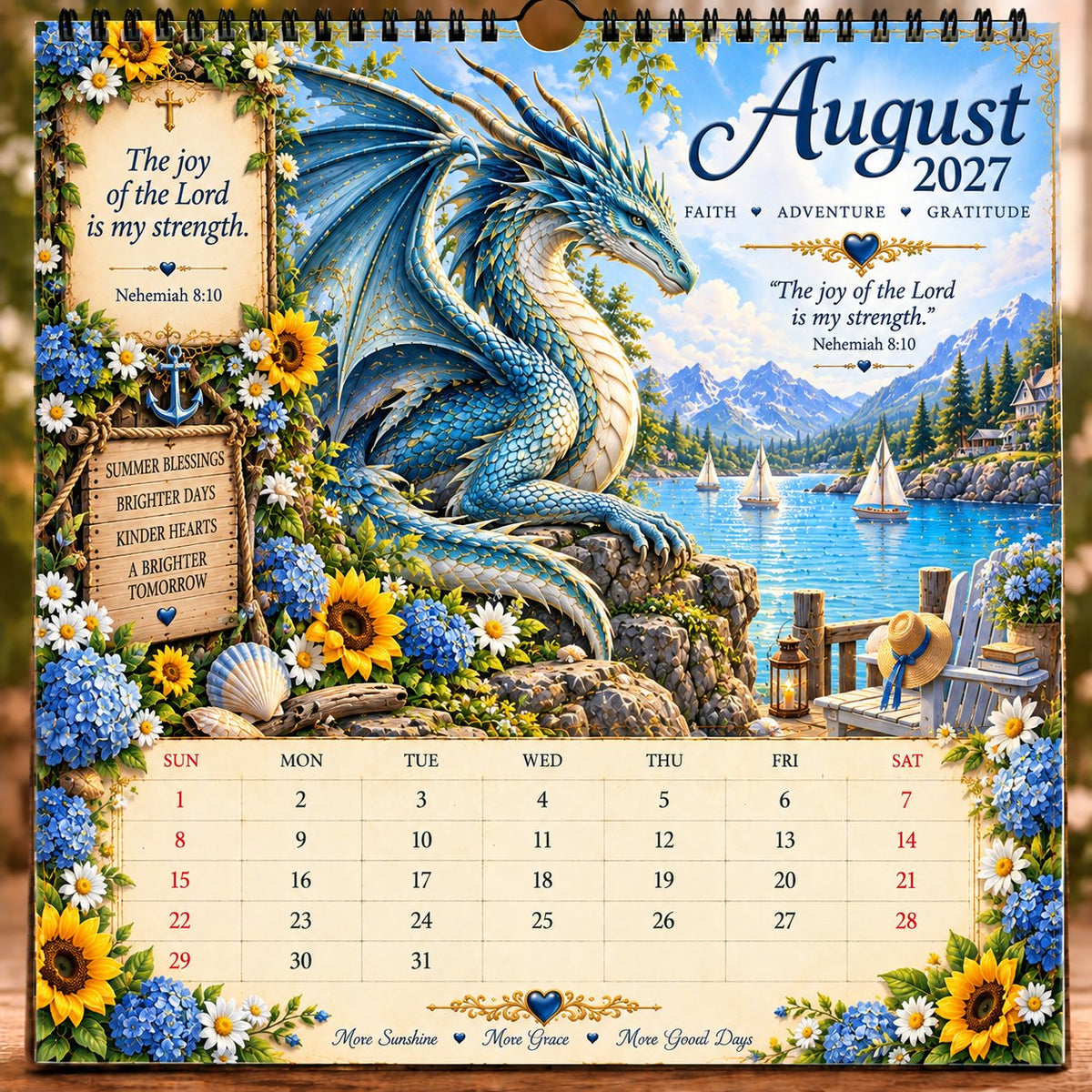 🔥🔥LAST DAY 50% OFF - 🐉📖2027 Dragon Seasons of Faith Calendar – 12 Fantasy Dragons, Scripture & Seasonal Christian Art