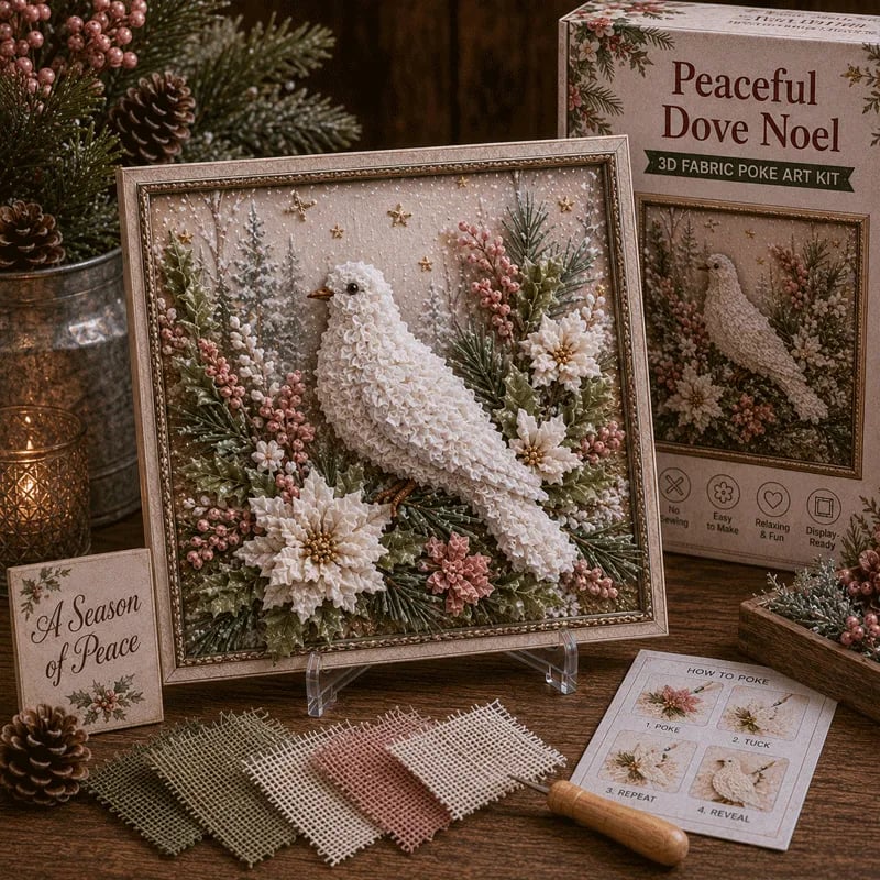 🔥🔥 LAST DAY 49% OFF – 🎄🧵 Premium 3D Christmas Fabric Poke Art Kit | No-Sew Holiday Craft with Pre-Punched Board, Fabric Squares & Display Stand 🎅✨