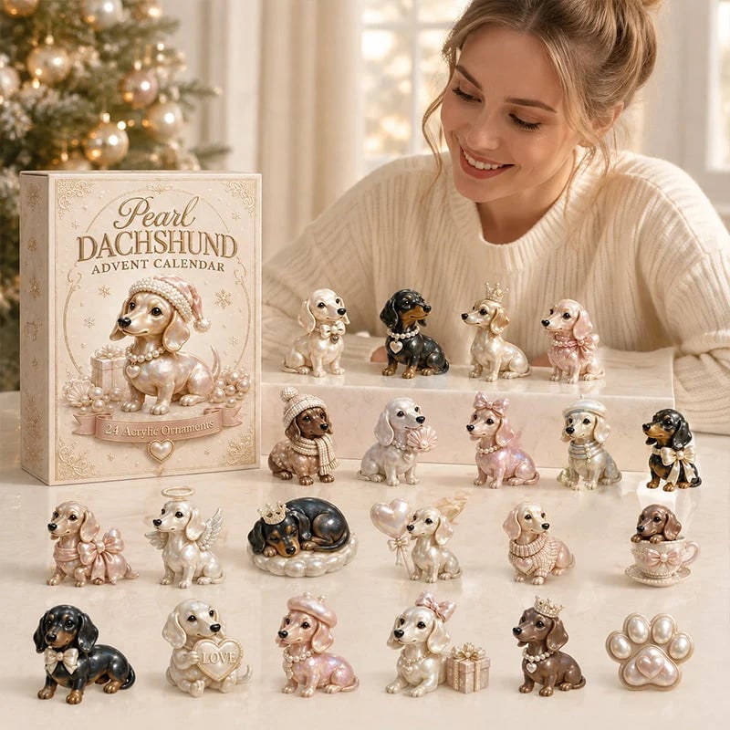 🎅🎅 2026 Christmas Gift 50% Off--2026 Pearl Dachshund Christmas Advent Calendar | 24-Day Dog-Themed Collectible Decor Gift Box