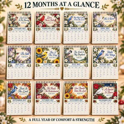 ✝️✝️ 3D Christian Calendar 2027 | 12 Scripture Designs with Nature Scenes, Birds & Flowers for Faith-Filled Homes & Meaningful Gifts 🎁