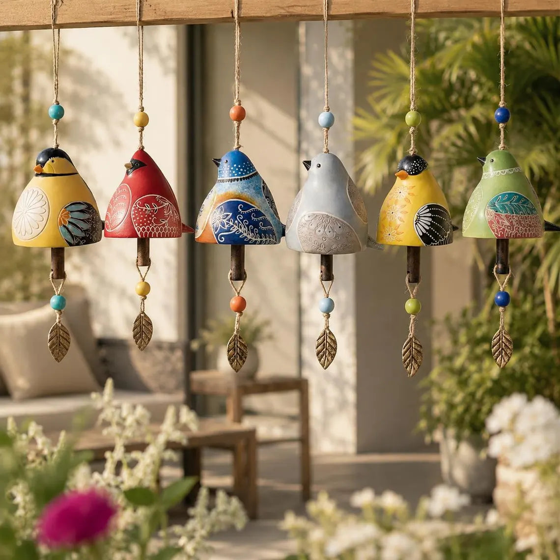 Hand-Painted Ceramic Bird wind Chimes (Handmade by Jordan Maynard)-Buy 2 Free Shipping