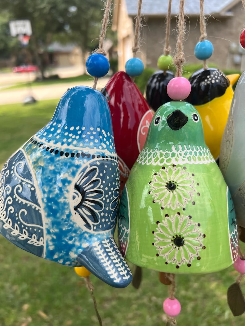 Hand-Painted Ceramic Bird wind Chimes (Handmade by Jordan Maynard)-Buy 2 Free Shipping