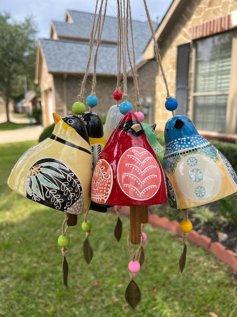 Hand-Painted Ceramic Bird wind Chimes (Handmade by Jordan Maynard)-Buy 2 Free Shipping