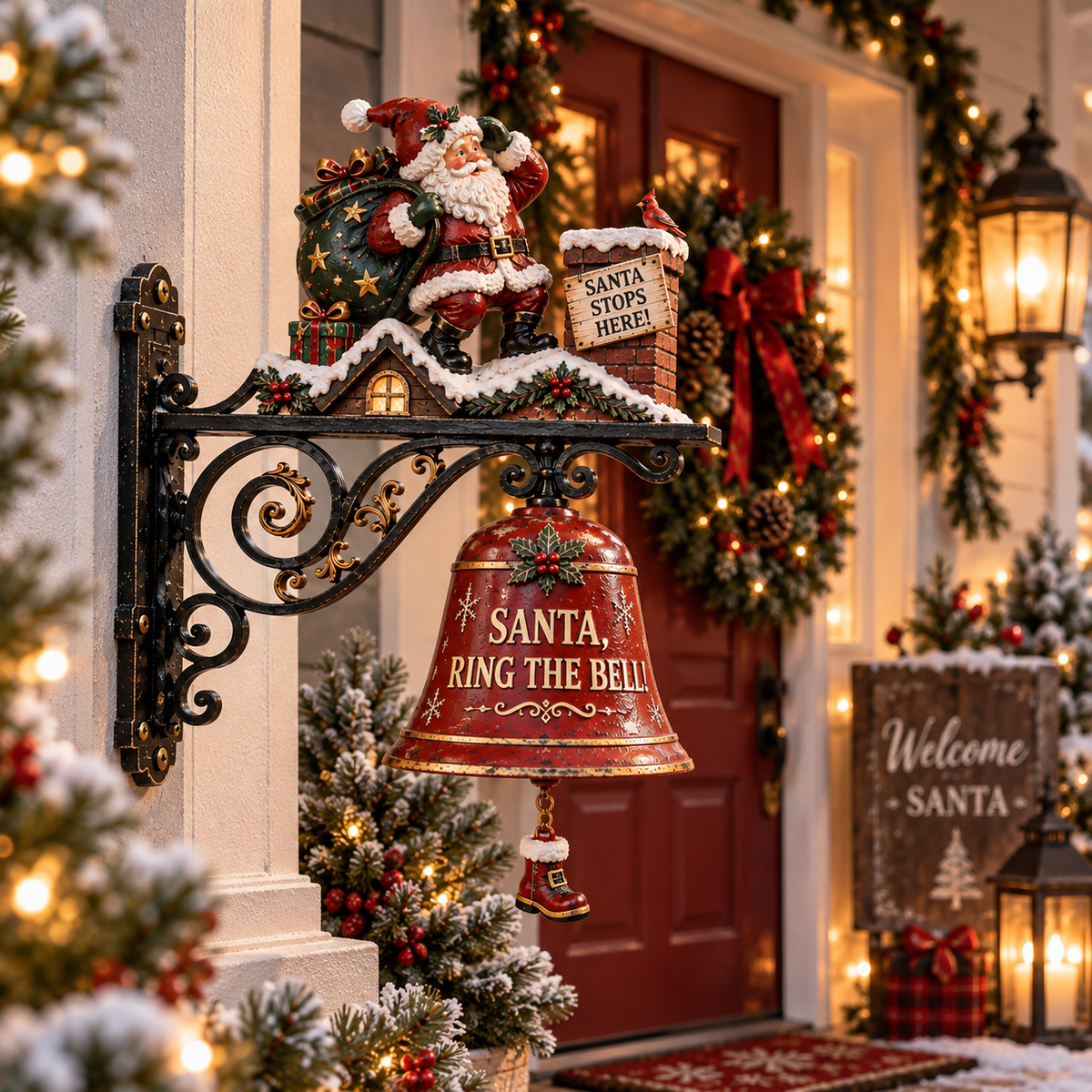🎅 🎅2026 Christmas Gift 50% Off--🎅🎅 Santa, Ring the Bell! Iron Christmas Door Bell — Vintage Holiday Porch & Entryway Decor
