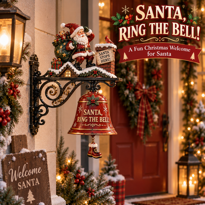 🎅 🎅2026 Christmas Gift 50% Off--🎅🎅 Santa, Ring the Bell! Iron Christmas Door Bell — Vintage Holiday Porch & Entryway Decor
