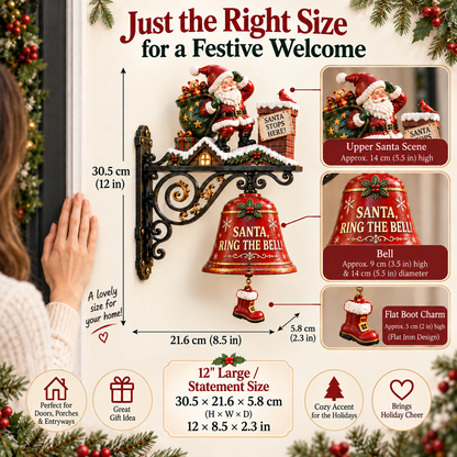 🎅 2026 Christmas Gift 50% Off--🎅🎅 Santa, Ring the Bell! Iron Christmas Door Bell — Vintage Holiday Porch & Entryway Decor