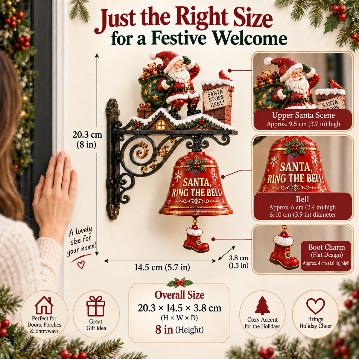🎅 🎅2026 Christmas Gift 50% Off--🎅🎅 Santa, Ring the Bell! Iron Christmas Door Bell — Vintage Holiday Porch & Entryway Decor