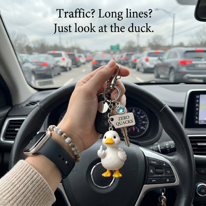 ✨✨"Zero Quacks Given" Middle Finger Duck Keychain & Poem Card Set - The Ultimate Cheeky Gift!