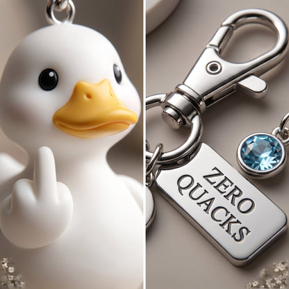 ✨"Zero Quacks Given" Middle Finger Duck Keychain & Poem Card Set - The Ultimate Cheeky Gift!